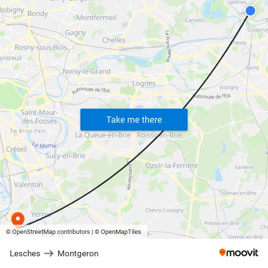 Lesches to Montgeron map