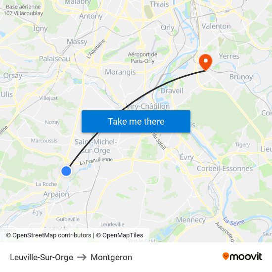 Leuville-Sur-Orge to Montgeron map