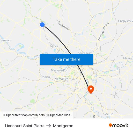 Liancourt-Saint-Pierre to Montgeron map