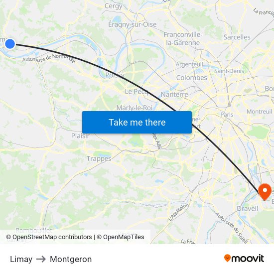 Limay to Montgeron map
