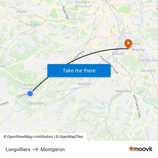 Longvilliers to Montgeron map