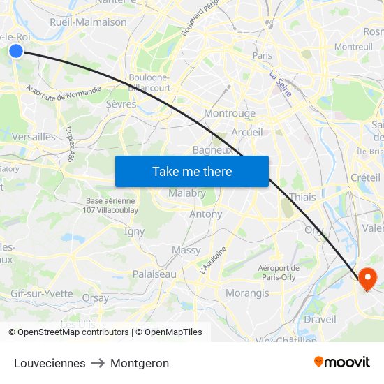 Louveciennes to Montgeron map