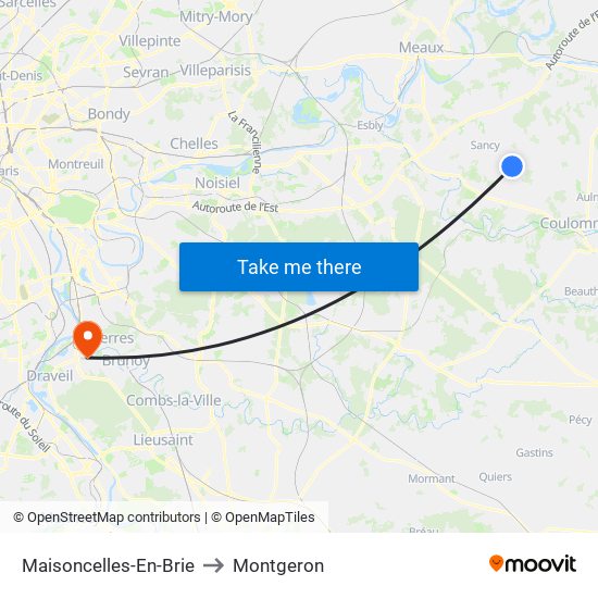 Maisoncelles-En-Brie to Montgeron map