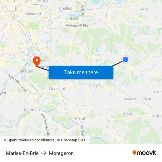 Marles-En-Brie to Montgeron map