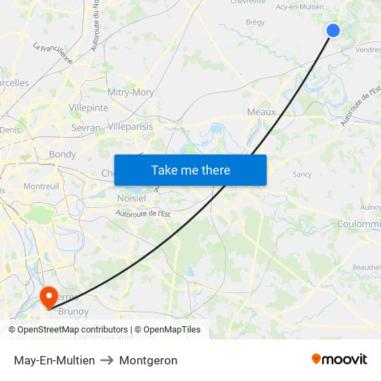 May-En-Multien to Montgeron map
