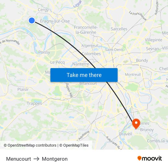Menucourt to Montgeron map