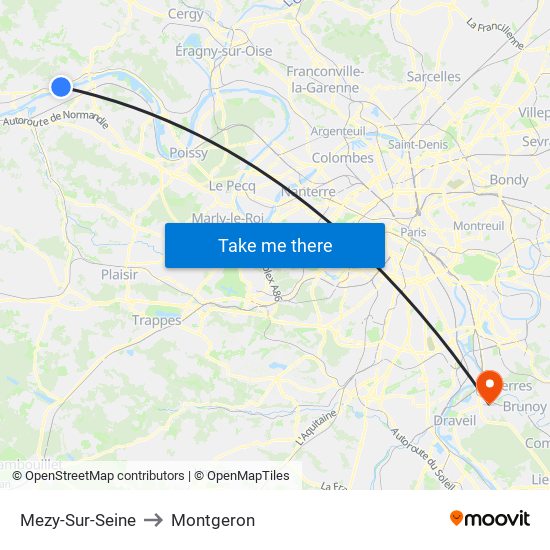 Mezy-Sur-Seine to Montgeron map