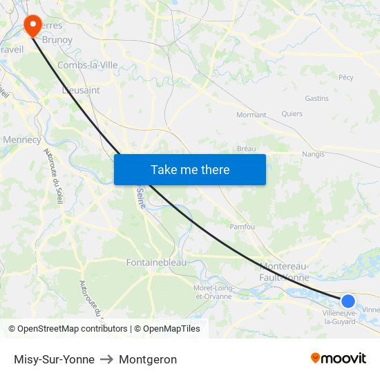 Misy-Sur-Yonne to Montgeron map