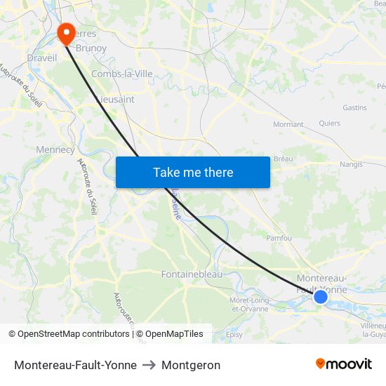 Montereau-Fault-Yonne to Montgeron map