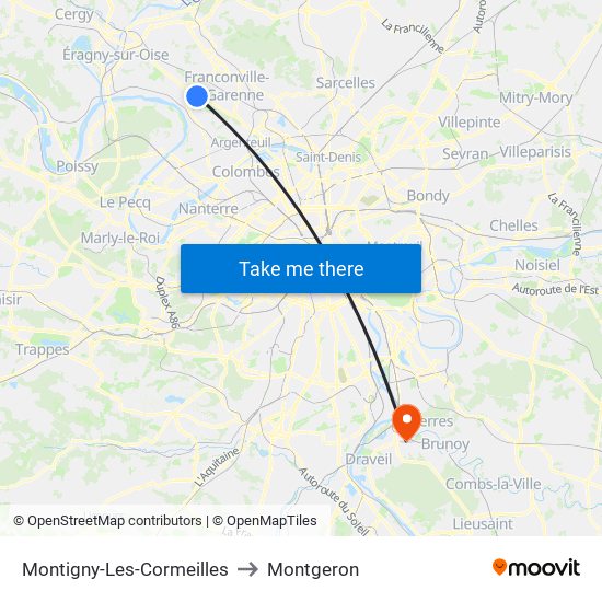 Montigny-Les-Cormeilles to Montgeron map