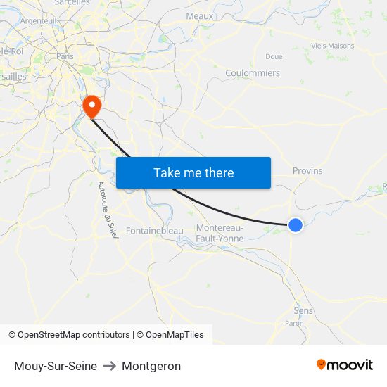 Mouy-Sur-Seine to Montgeron map