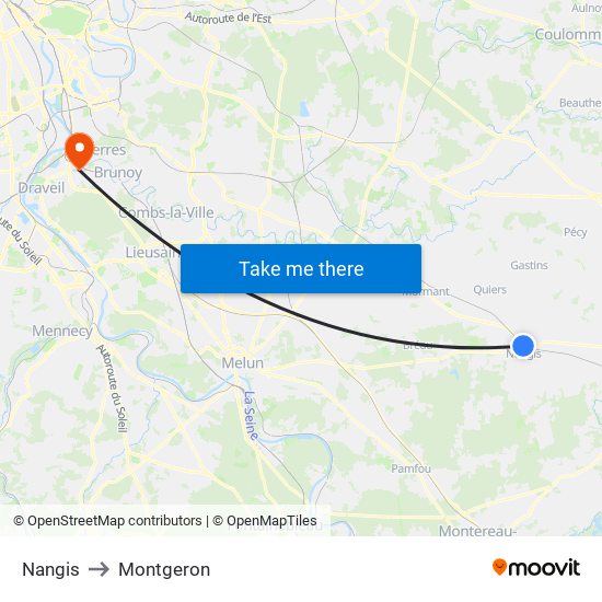 Nangis to Montgeron map