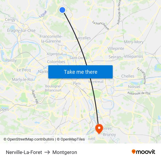 Nerville-La-Foret to Montgeron map