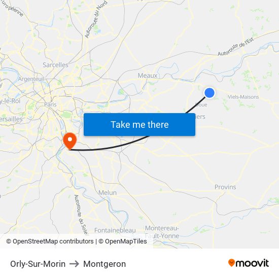 Orly-Sur-Morin to Montgeron map
