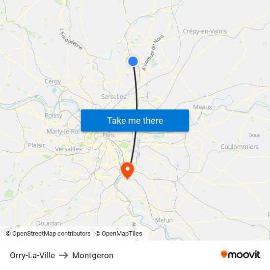 Orry-La-Ville to Montgeron map