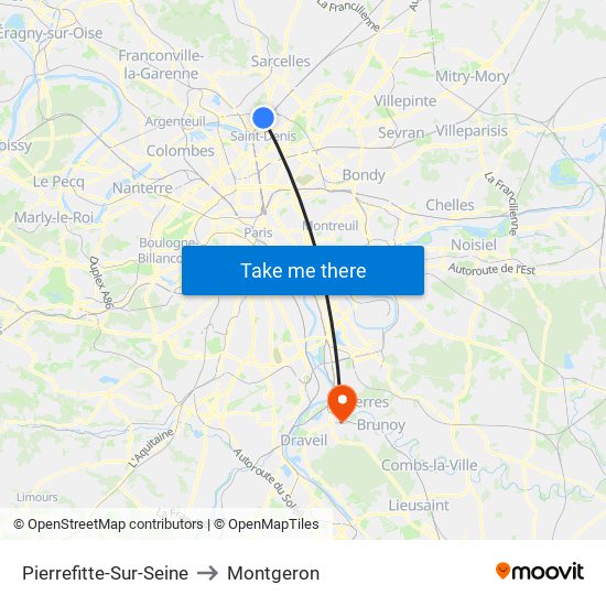 Pierrefitte-Sur-Seine to Montgeron map