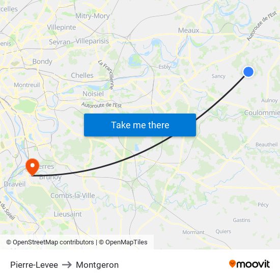 Pierre-Levee to Montgeron map