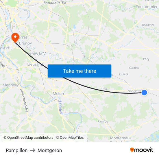 Rampillon to Montgeron map