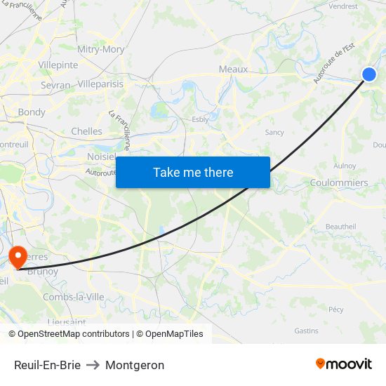 Reuil-En-Brie to Montgeron map