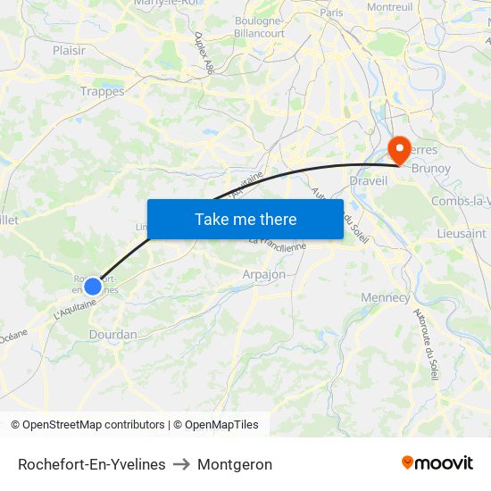 Rochefort-En-Yvelines to Montgeron map