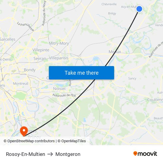 Rosoy-En-Multien to Montgeron map