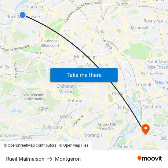 Rueil-Malmaison to Montgeron map