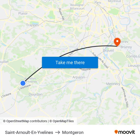 Saint-Arnoult-En-Yvelines to Montgeron map