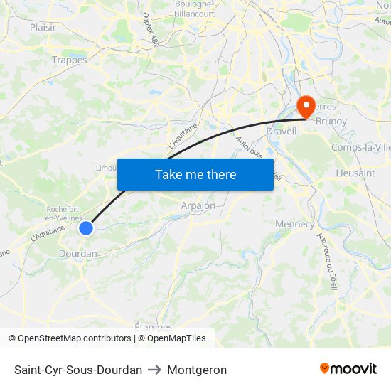 Saint-Cyr-Sous-Dourdan to Montgeron map