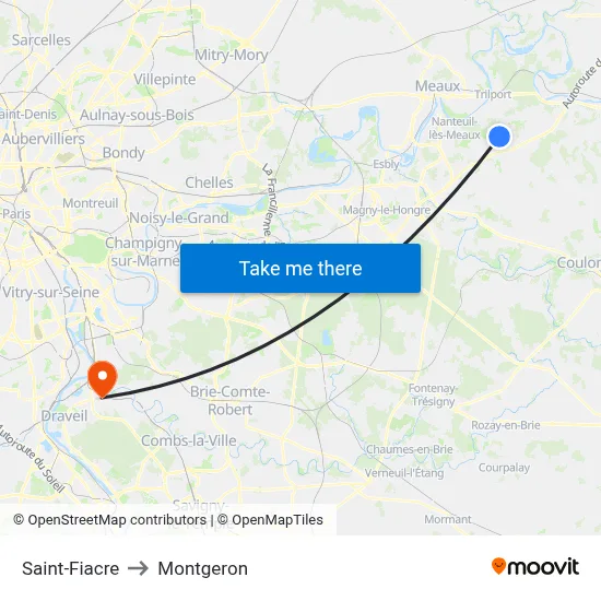 Saint-Fiacre to Montgeron map