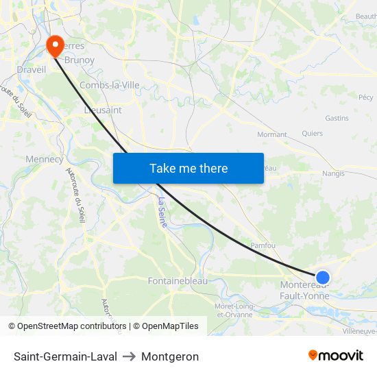 Saint-Germain-Laval to Montgeron map