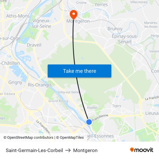 Saint-Germain-Les-Corbeil to Montgeron map