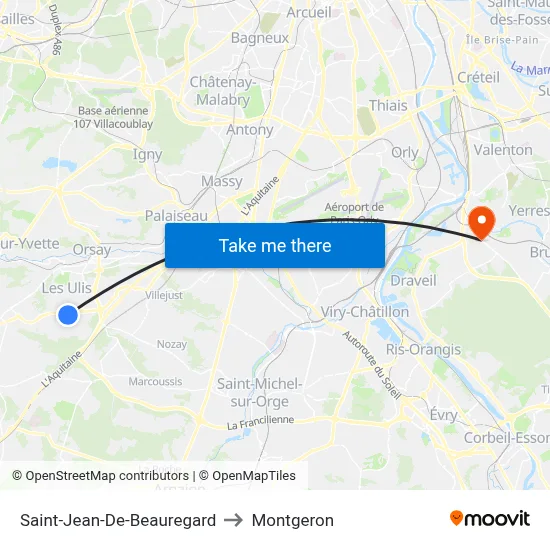 Saint-Jean-De-Beauregard to Montgeron map