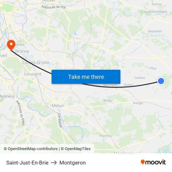 Saint-Just-En-Brie to Montgeron map