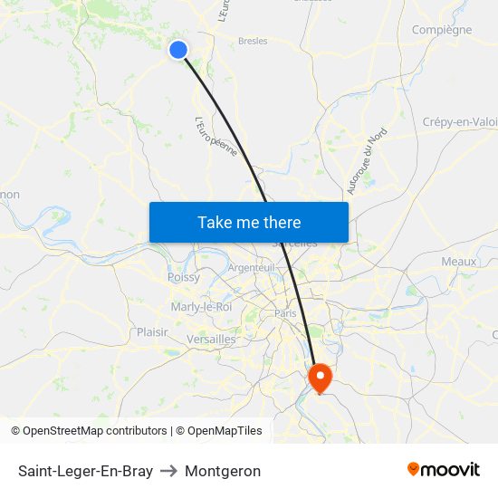 Saint-Leger-En-Bray to Montgeron map