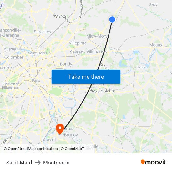 Saint-Mard to Montgeron map