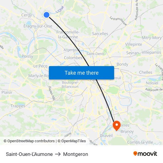 Saint-Ouen-L'Aumone to Montgeron map