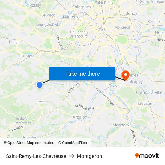 Saint-Remy-Les-Chevreuse to Montgeron map