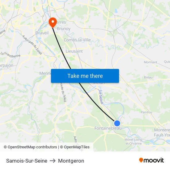 Samois-Sur-Seine to Montgeron map