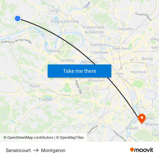Seraincourt to Montgeron map