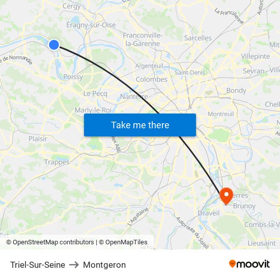 Triel-Sur-Seine to Montgeron map