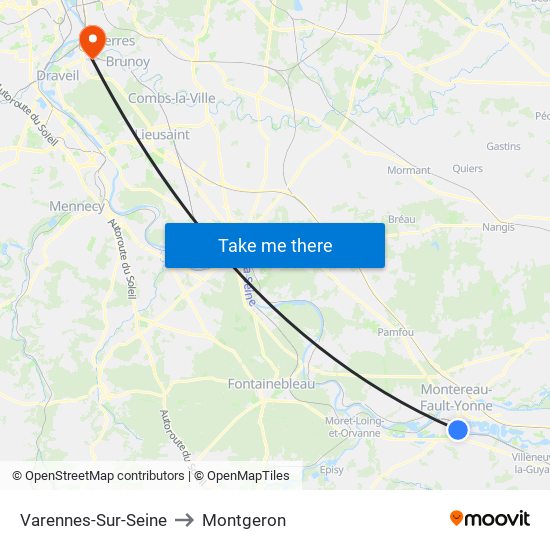 Varennes-Sur-Seine to Montgeron map