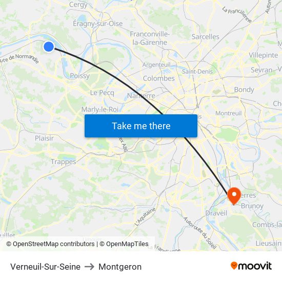 Verneuil-Sur-Seine to Montgeron map