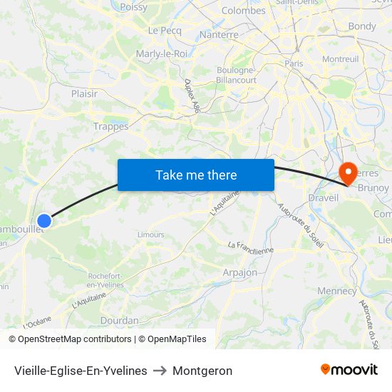Vieille-Eglise-En-Yvelines to Montgeron map