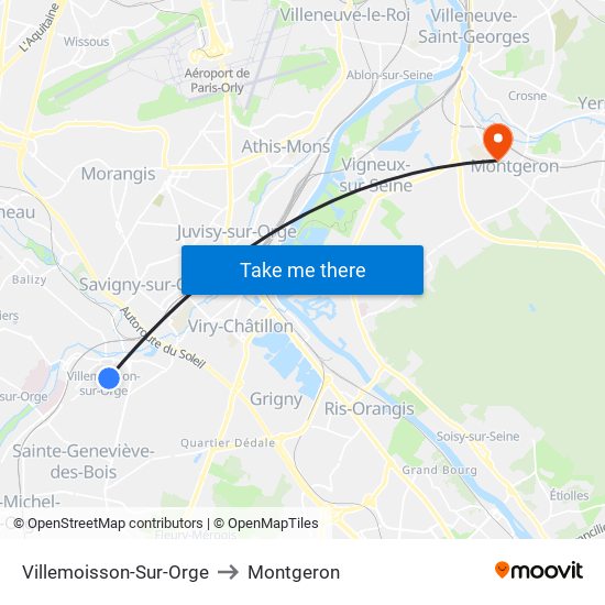 Villemoisson-Sur-Orge to Montgeron map