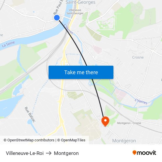 Villeneuve-Le-Roi to Montgeron map