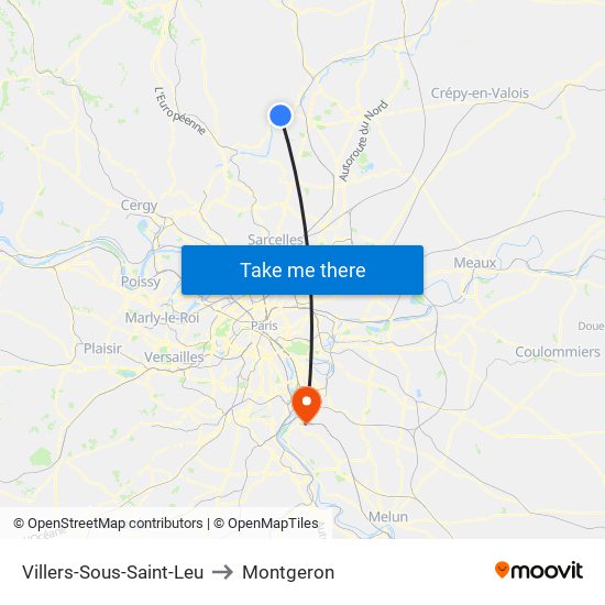 Villers-Sous-Saint-Leu to Montgeron map