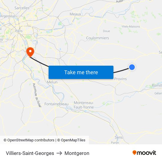 Villiers-Saint-Georges to Montgeron map