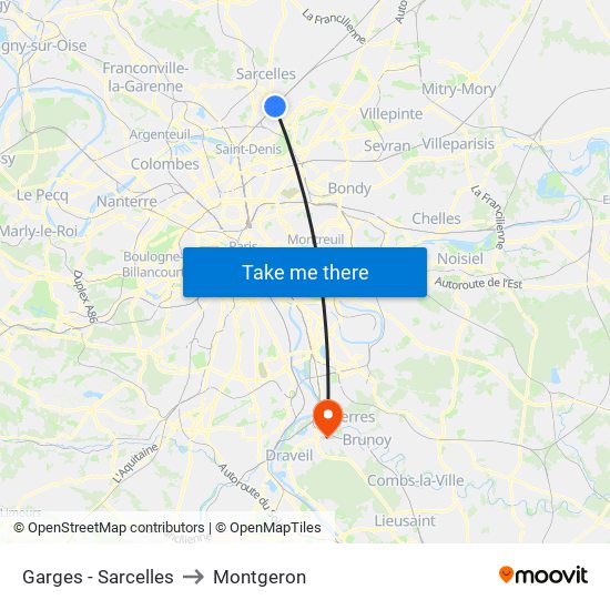 Garges - Sarcelles to Montgeron map