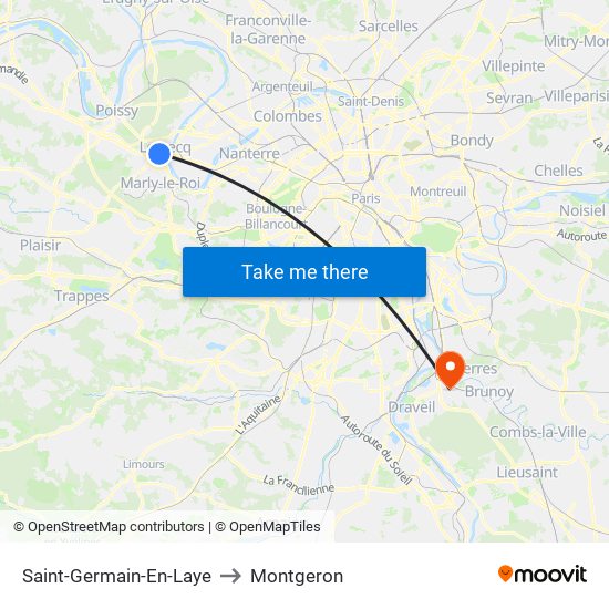 Saint-Germain-En-Laye to Montgeron map
