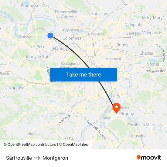 Sartrouville to Montgeron map